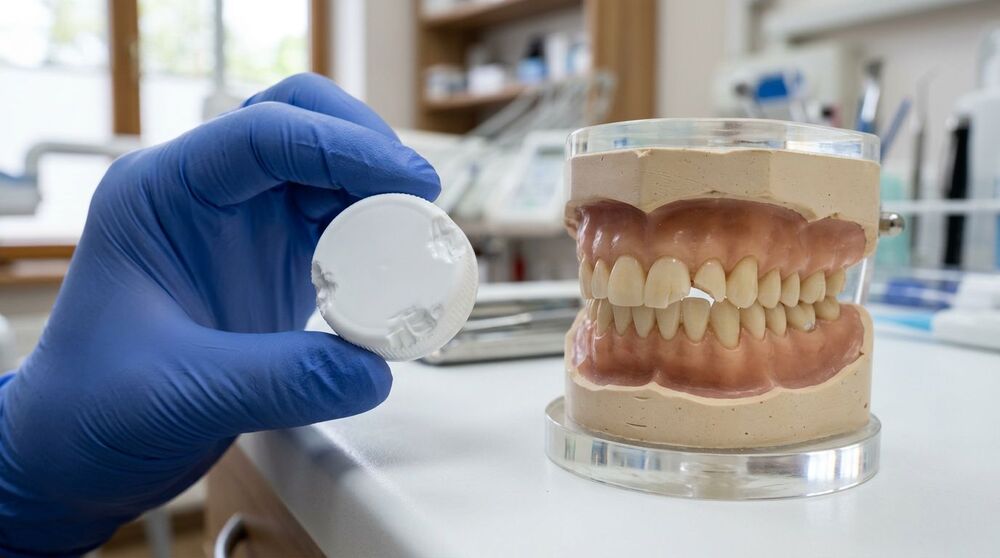 Modelo dental em consultório odontológico