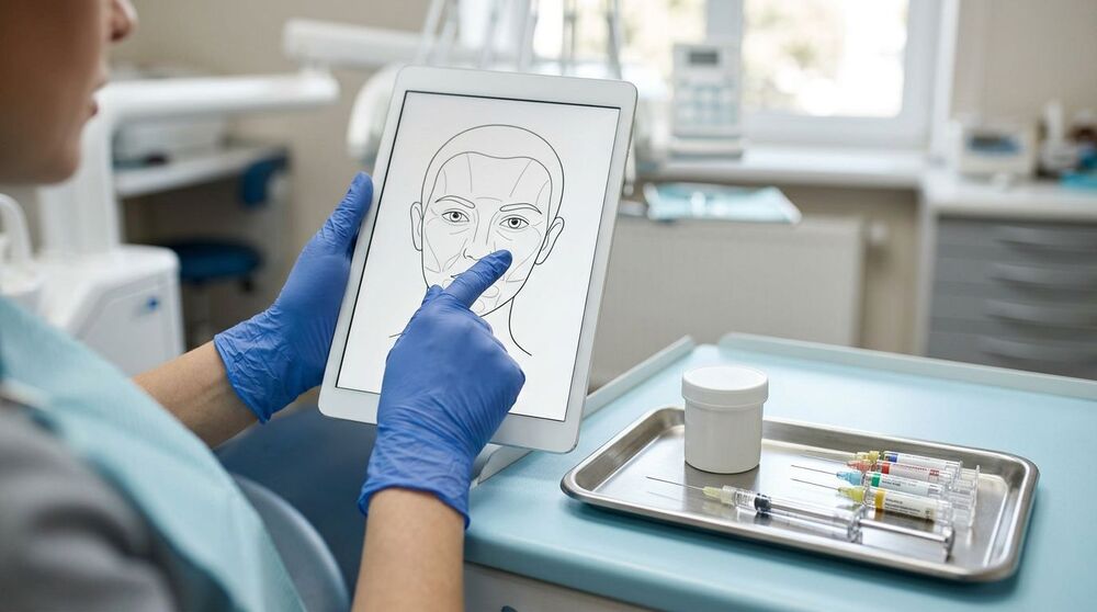 Dentista analisando plano de tratamento digital