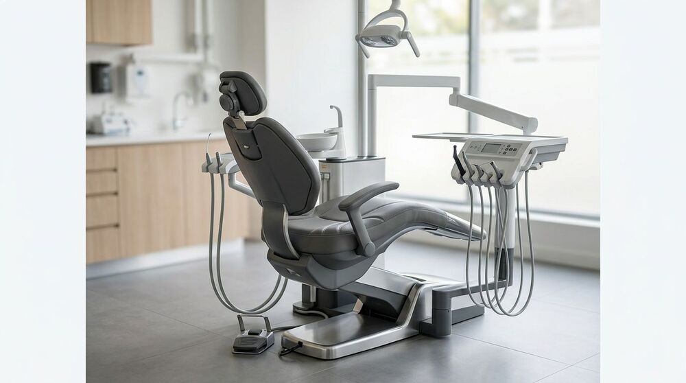 Cadeira de dentista moderna em consultório