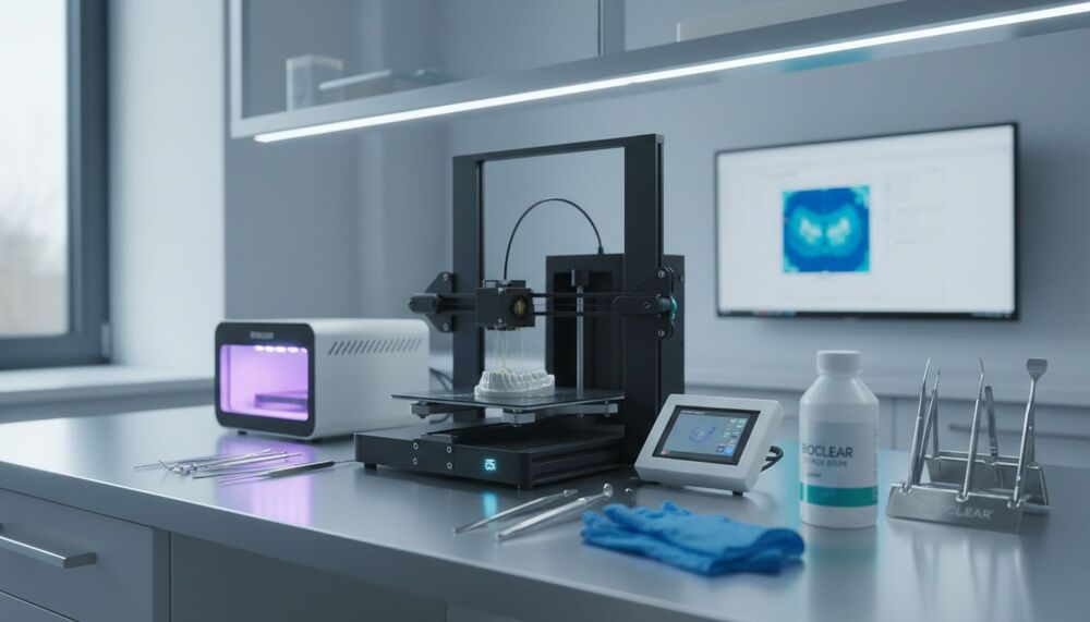 Impressora 3D em ambiente de trabalho moderno