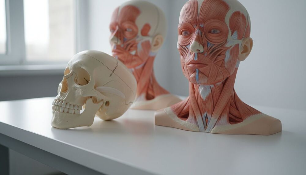 Modelos anatômicos de cabeça e pescoço em estúdio