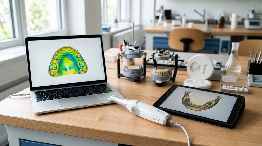 Equipamentos para odontologia digital em laboratório.